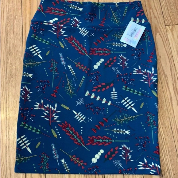 NWT! Women’s Lularoe Cassie blue print skirt size Large - Picture 1 of 4